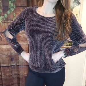 Velvet Textured Top with Cut-Out Sleeves